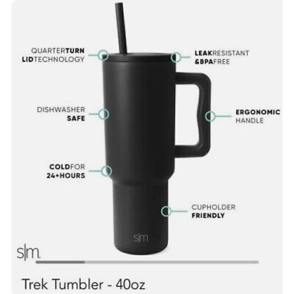 Simple Modern Trek 40oz Tumbler with Handle and Straw Lid, SWEET TAFFY - Picture 8 of 8
